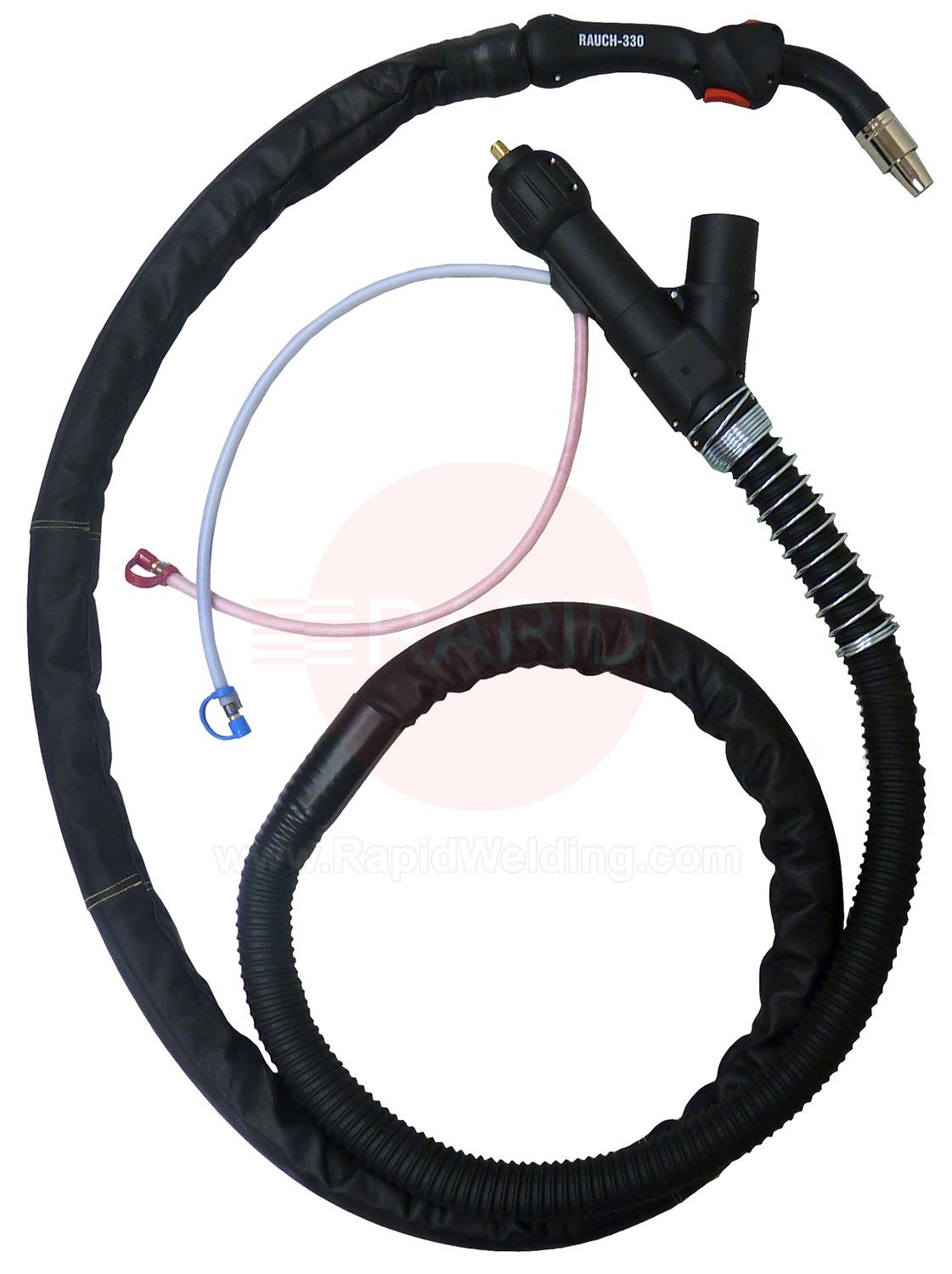 R3300411  MHS Smoke-330 Fume Extraction Water Cooled MIG Torch, 330A with Exhaust & Euro Connection - 4m